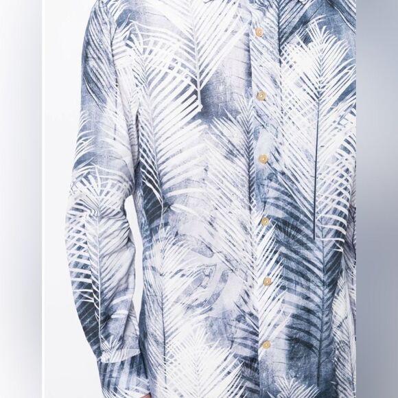 Kiton  Palm Tree Print Button-Up Shirt size 39/15.5 - Picture 4 of 12